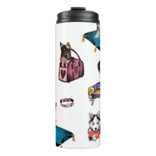 Hand drawn oil painting cute cartoon seamless patt thermal tumbler