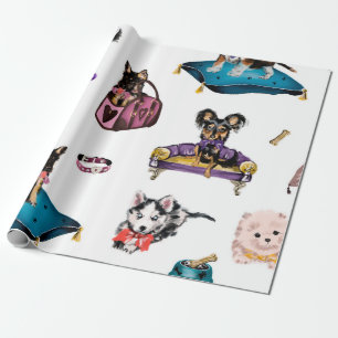 Hand drawn oil painting cute cartoon seamless patt wrapping paper