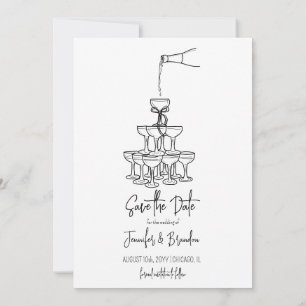 Hand Drawn Old Money Save the Date Photo Invitation