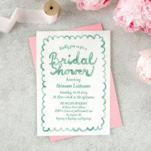 Hand Drawn Olive Green Watercolor Bridal Shower