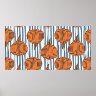 Hand drawn onion bulb vegetable wallpaper. Modern  Poster