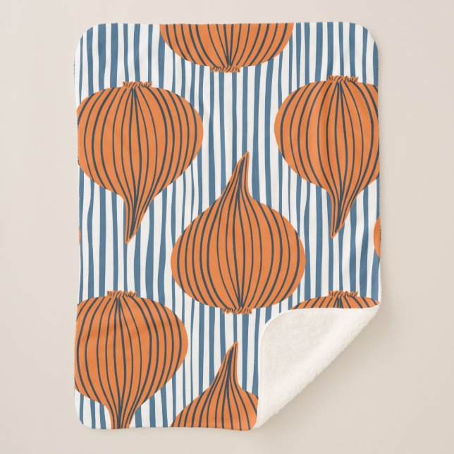Hand drawn onion bulb vegetable wallpaper. Modern  Sherpa Blanket (Front)