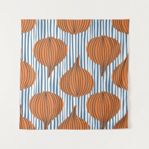 Hand drawn onion bulb vegetable wallpaper. Modern  Tapestry