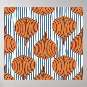 Hand-drawn onion bulbs, organic wallpaper poster