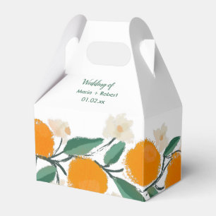 Hand Drawn Orange Botanical Abstract Bridal Shower Favor Box