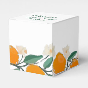Hand Drawn Orange Botanical Abstract Bridal Shower Favor Box