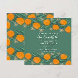 Hand Drawn Orange Botanical Abstract Bridal Shower Invitation