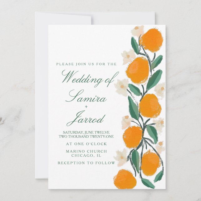 Hand-Drawn Orange Botanical Abstract Wedding (Front)