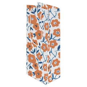 Hand-drawn Orange Wildflowers Wine Gift Bag