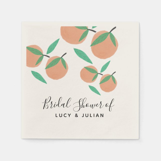 Hand Drawn Oranges Botanical Citrus Bridal Shower Napkin (Front)