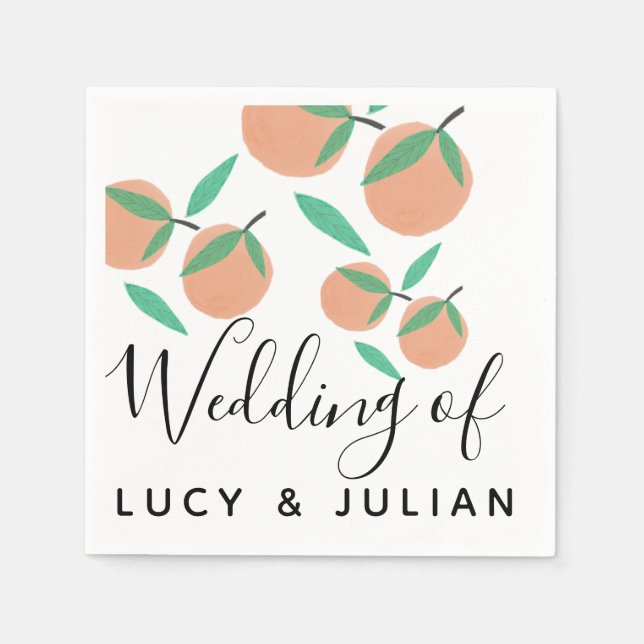 Hand Drawn Oranges Botanical Citrus Wedding  Napkin (Front)