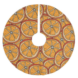 Hand Drawn Oranges: Seamless Brushed Polyester Tree Skirt