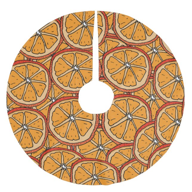 Hand Drawn Oranges: Seamless Brushed Polyester Tree Skirt (Front)