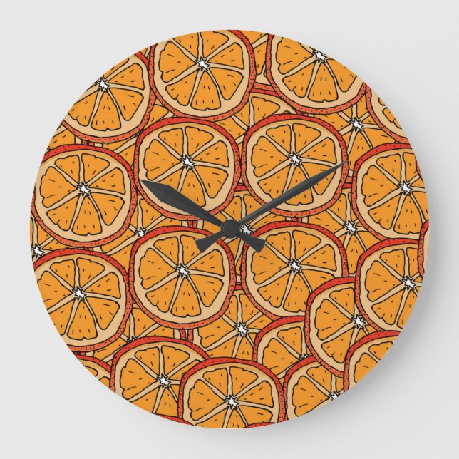 Hand Drawn Oranges: Seamless Large Clock (Front)