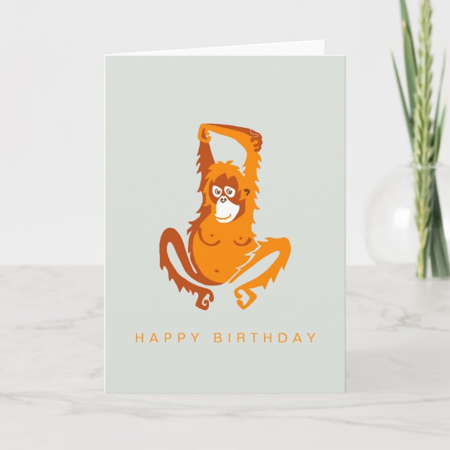 Hand drawn- ORANGUTAN - Wildlife -Nature- Primate Card (Front)