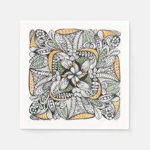 Hand-Drawn Organic Pattern Cocktail Napkins