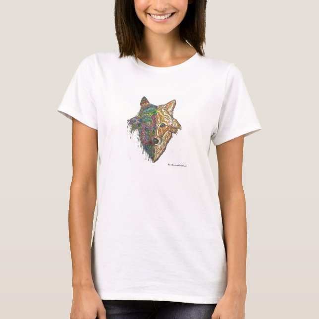 Hand-drawn Original Wolf Mandala Tank Top (Front)