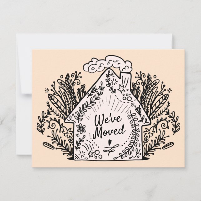 Hand-drawn Ornate Home Moving Announcement (Front)