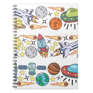 Hand-drawn Outer Space Doodles. Vintage Notebook