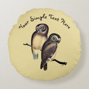 Hand-drawn Owl illustration Round Pillow