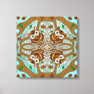 Hand Drawn Owl Mandala Artwork  Canvas Print