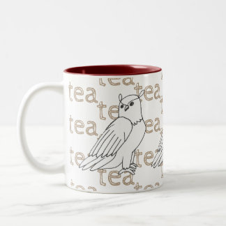 Hand-drawn Owl Tea Drink Customizable Art Drawing Two-Tone Coffee Mug