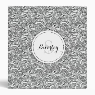 Hand drawn paisley pattern name binder folder