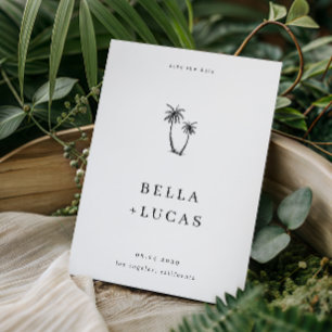 Hand Drawn Palm Tree Tropical QR Code Wedding Save The Date