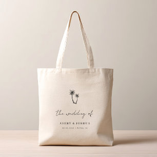 Hand Drawn Palm Tree Tropical Wedding Favour Tote Bag