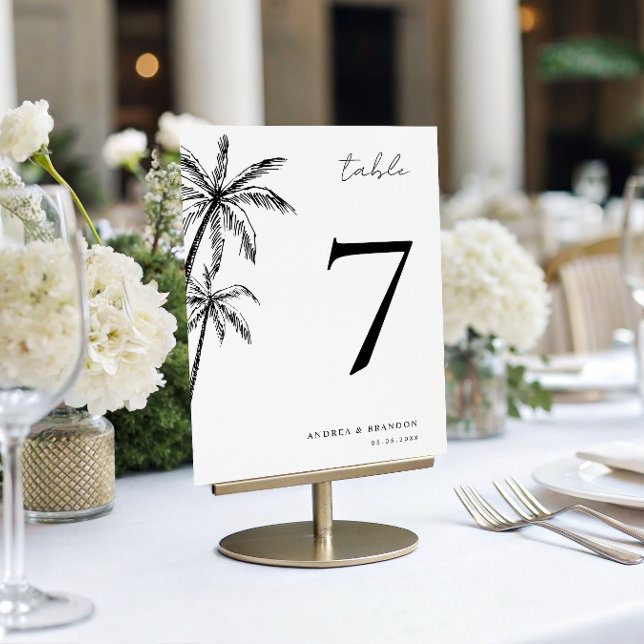 Hand Drawn Palm Tree Tropical Wedding Table Number (Creator Uploaded)
