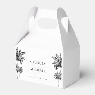 Hand Drawn Palm Trees Boho Beach Names Wedding Favor Box