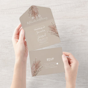 Hand Drawn Pampas Earthy All In One Invitation