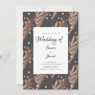 Hand Drawn Pampas Pattern Botanical Wedding Invitation