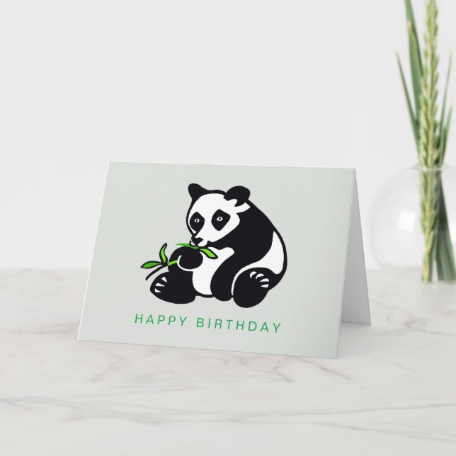 Hand drawn  PANDA Bear- Wildlife - Nature - Green Card (Front)