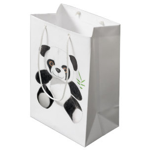 Hand-drawn Panda Plush Medium Gift Bag