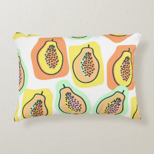 Hand-Drawn Papaya: Creative Vintage Pattern Accent Pillow