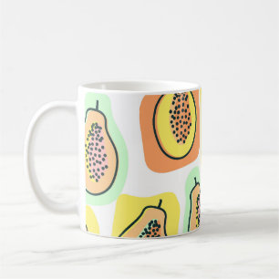Hand-Drawn Papaya: Creative Vintage Pattern Coffee Mug