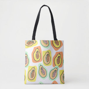 Hand-Drawn Papaya: Creative Vintage Pattern Tote Bag