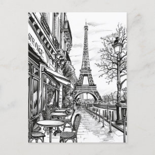 Hand Drawn Paris Scenes Postcard