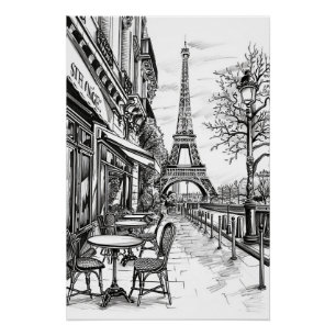 Hand Drawn Paris Scenes Poster
