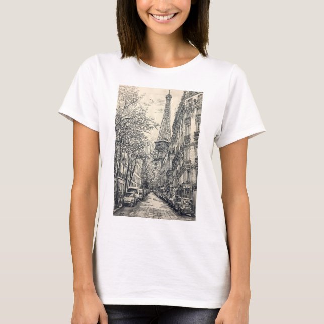 Hand Drawn Paris Scenes T-Shirt (Front)