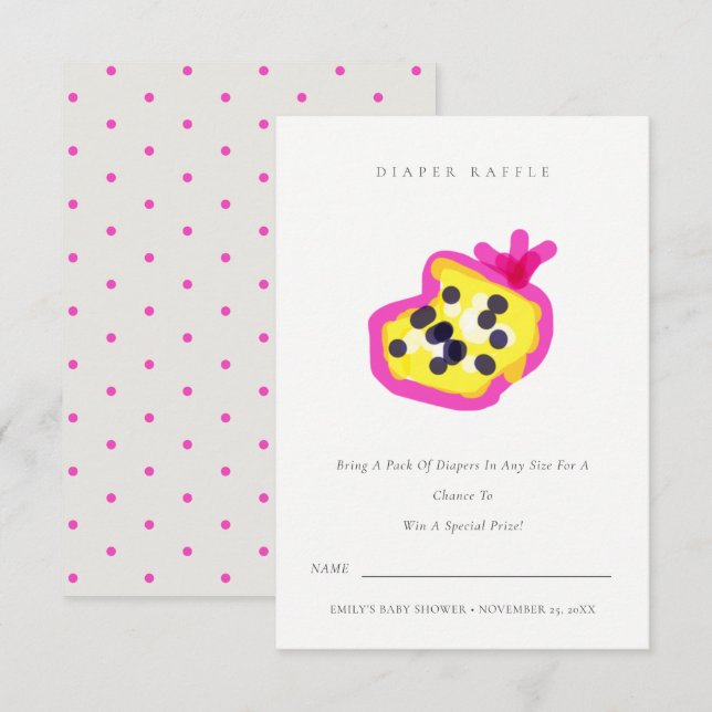 Hand Drawn Passion Fruit Diaper Raffle Baby Shower Enclosure Card (Front/Back)