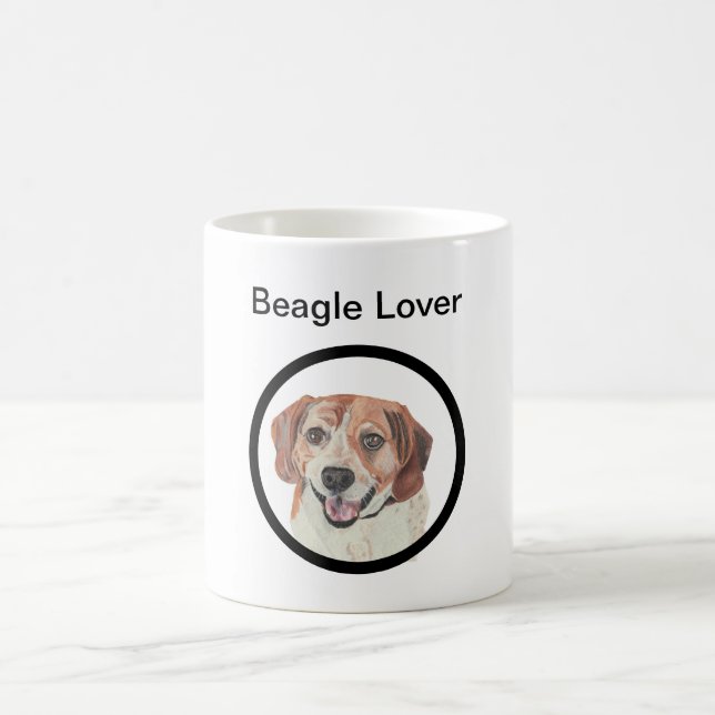 Hand Drawn Pastel Beagle Dog Lover's Mug (Center)
