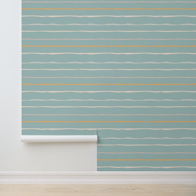 Hand Drawn Pastel Colours Boho Stripes Wallpaper (Application)