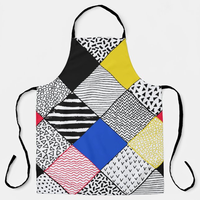 Hand Drawn Patchwork Background. Childish textured Apron (Front)