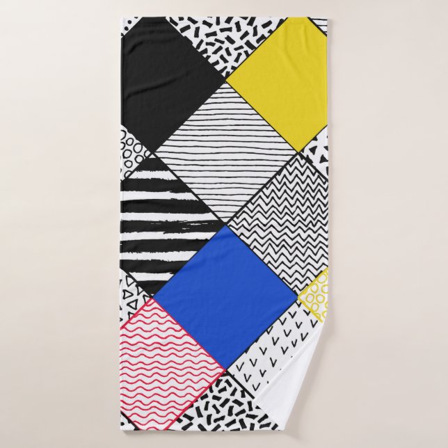 Hand Drawn Patchwork Background. Childish textured Bath Towel (Bath Towel)