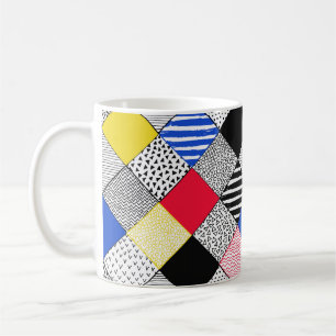 Hand Drawn Patchwork Background. Childish textured Coffee Mug