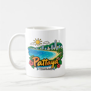 Hand Drawn Pattaya Thailand Travel Art Landmark Coffee Mug