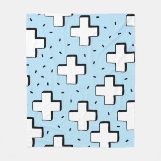 Hand-Drawn Pattern with Plus Signs. Fleece Blanket