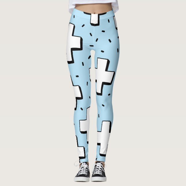 Hand-Drawn Pattern with Plus Signs. Leggings (Front)